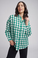 Boyfriend Gingham Shirt - Green/White