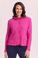 Boiled Wool Ruffle Trim Jacket - Pink