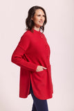 Boiled Wool Rib Sleeve Coat - Red