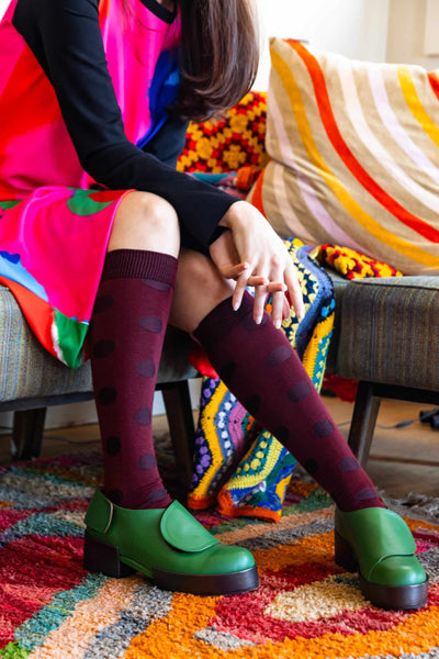 Yayoi Merino Wool Socks - Burgundy