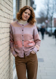 Loire Lambswool Stripe Cardigan - Rose