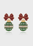 Bauble & Bow Christmas Earrings