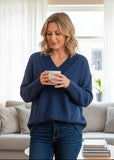 Hannah Yak Blend Oversized Vee - Soft Blue
