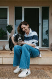 Wide Leg Mid Rise Jeans - Denim Blue