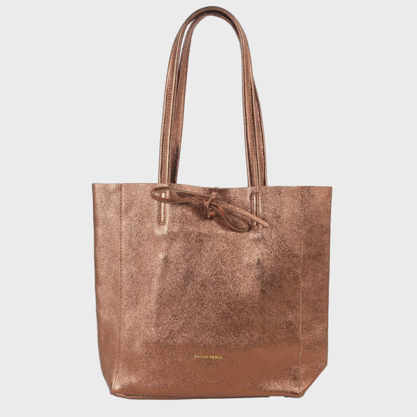 Medium Leather Tote - Metallic Bronze