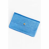 Metallic Leather Clutch - Electric Blue