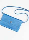 Metallic Leather Clutch - Electric Blue