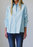 Riley Oversized Cotton Shirt - Blue