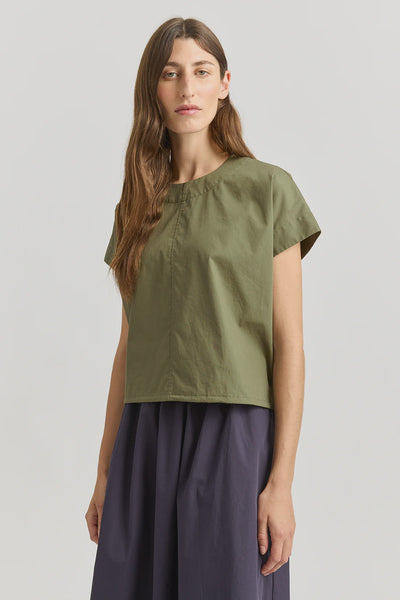 Cotton Drawstring Top - Olive