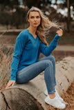 Izzy Essential Vee Neck Knit - Electric Blue