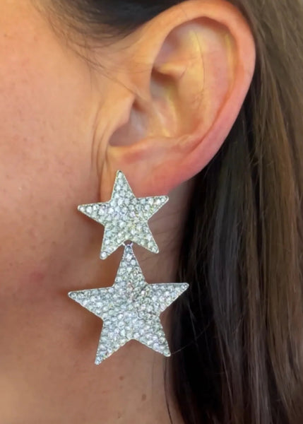 Silver Star Christmas Earrings