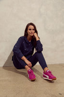 Cotton Sweater with Embroidery - Navy