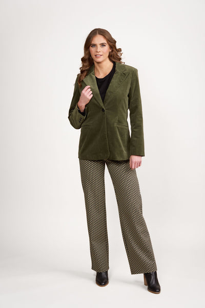Shaped Pinwale Cord Blazer - Deep Sage