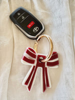 Stripey Bow Resin Keyring - Red