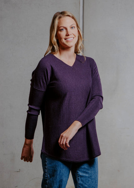Queen Vee Curved Hem Tunic - Plum