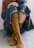 Long Dotty Merino Socks - Mustard