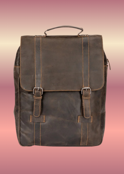 Leather Laptop Backpack - Melbourne Brown