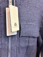 Boiled Wool Bomber Zip Jacket - Navy