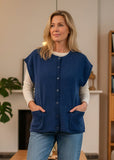 Haiku Yak Blend Button Front Vest - Soft Blue