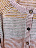 Loire Lambswool Stripe Cardigan - Rose