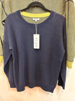 Cotton/Cashmere Reversible Sweater - Navy/Lime