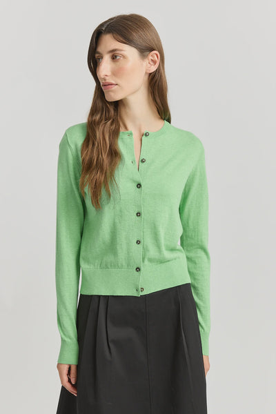 Fine Crew Cardigan - Agave
