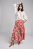 Tiered Linen Skirt - Flame