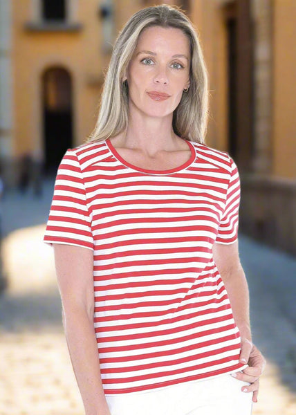Stripe Short Sleeve Tee - Red/White