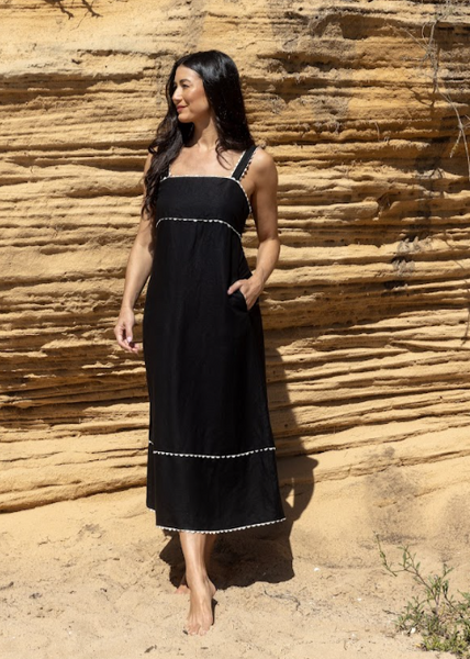 Ric Rac Maxi Dress - Black