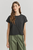 Cotton Drawstring Top - Black