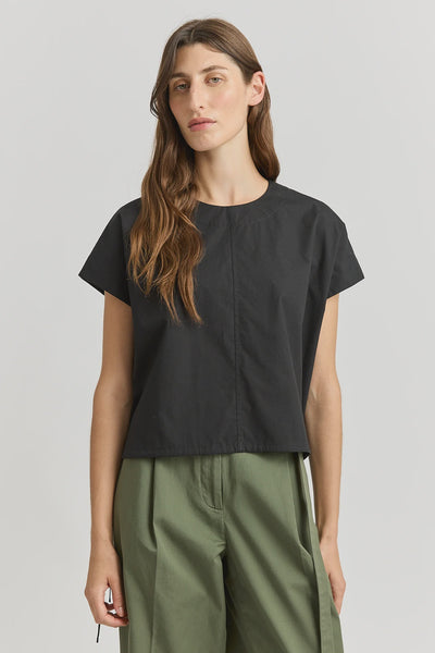 Cotton Drawstring Top - Black
