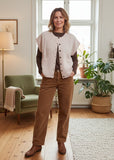 Komma Lambswool Button Vest - Oat