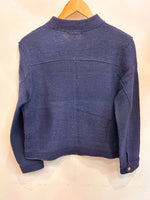 Boiled Wool Bomber Zip Jacket - Navy