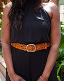 Terracotta Embroidered Wool Belt