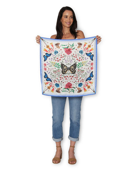 The Blue Garden - Silk Square Scarf