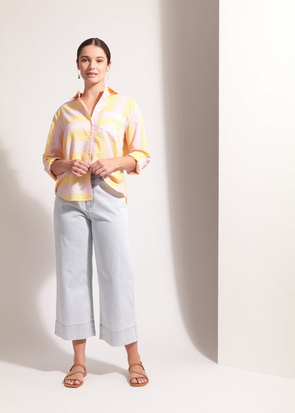 Jean Queen Crop - Bleach Wash
