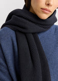Fine Ribbed Merino Scarf - French Navy