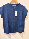 Haiku Yak Blend Button Front Vest - Soft Blue
