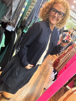 Boiled Wool Bomber Zip Jacket - Navy