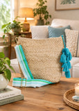 Jute Tote Cross Bag - Aqua