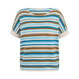 Andie Striped Cotton Tee - Turquoise