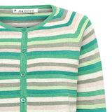 Anna Striped Crew Neck Cardigan - Green