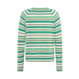 Anna Striped Crew Neck Cardigan - Green