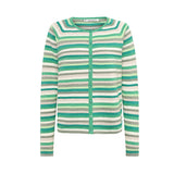 Anna Striped Crew Neck Cardigan - Green