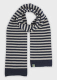 Flemming Striped Wool Scarf - Navy