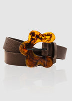 Flower Belt - Chocolate Suede