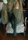 Long Dotty Merino Socks - Green