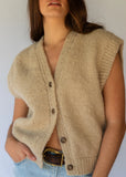 Button Wool Vest - Almond
