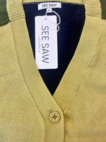 Cotton/Cashmere Block Cardigan - Navy/Lime