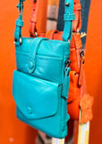 Saffron Leather Mobile Phone Bag - Turquoise